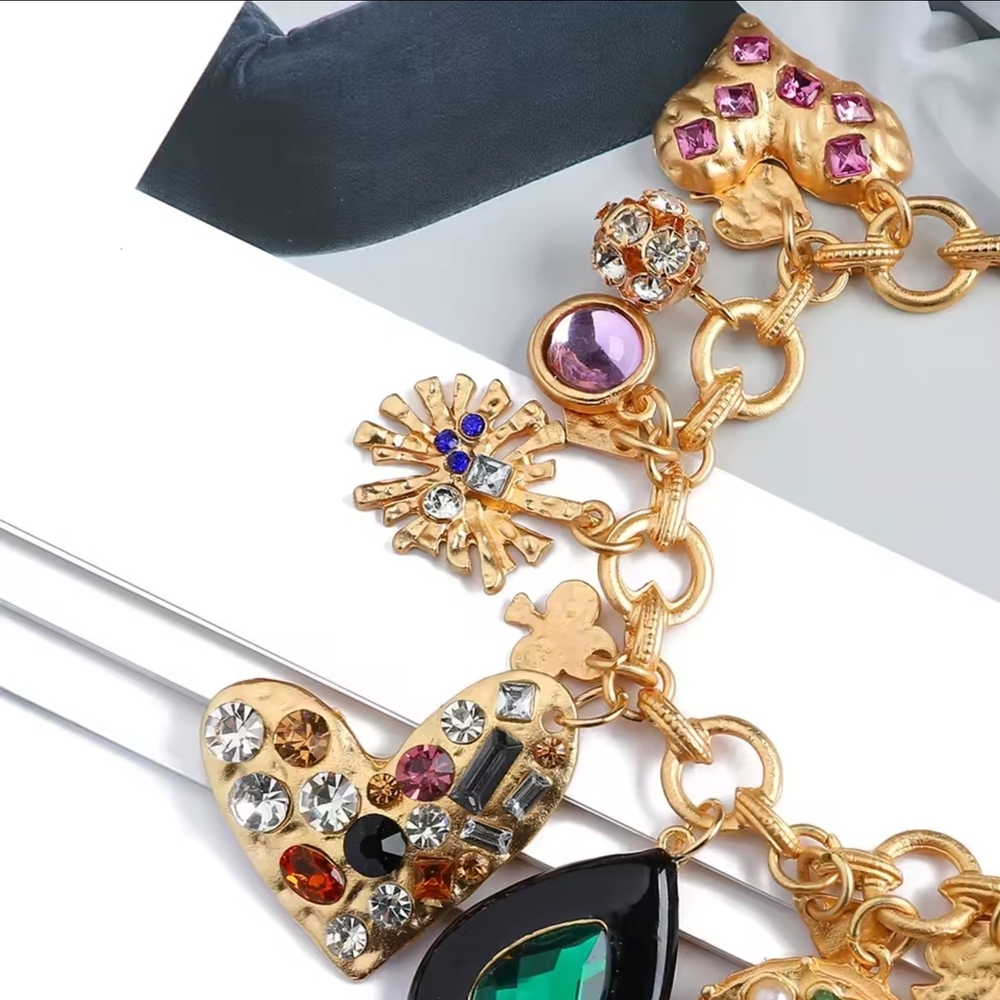 Gold Bracelet with Multicolor Charms - Picture 5 of 7
